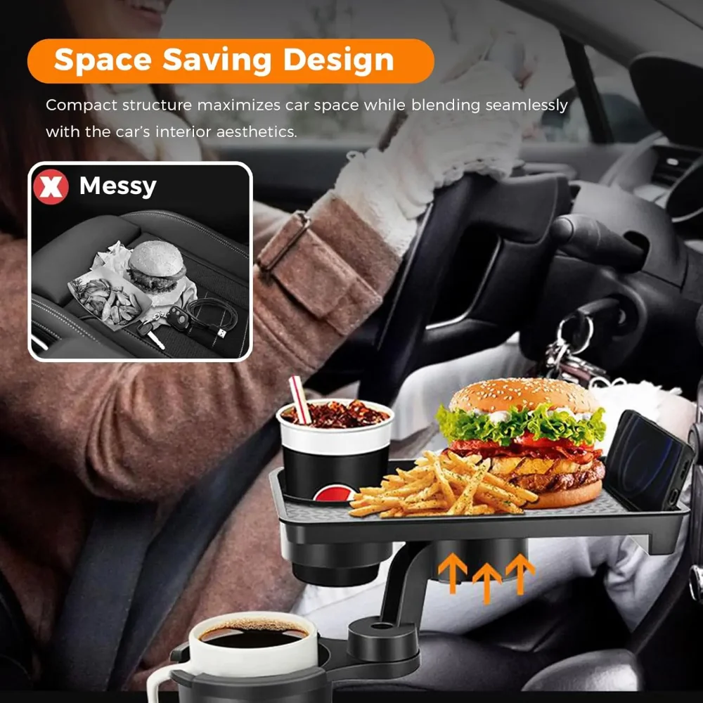 3-in-1 Car Cup Holder Tray, 10.24