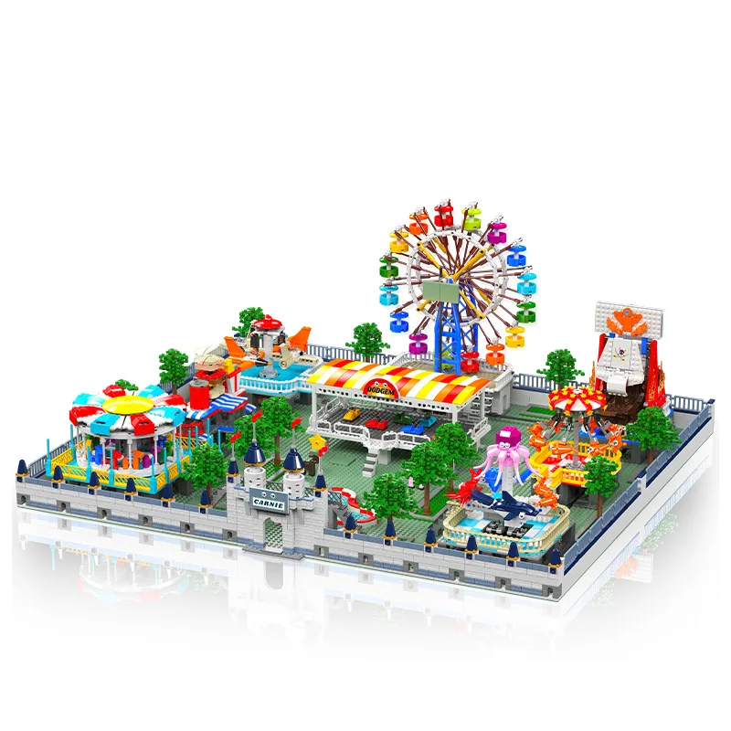 MOC Large Electric Fairground Ferris Wheel Building Blocks Set Motor Playground Dreamy Amusement Park Toys For Children Kid Gift