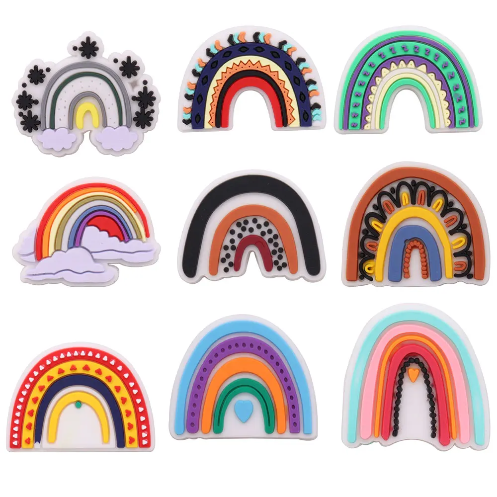 

Wholesale 50Pcs Mix Rainbow Cloud PVC Shoes Charm Decoration Adult Sandal Buckle Accessories DIY Adorable Backpack