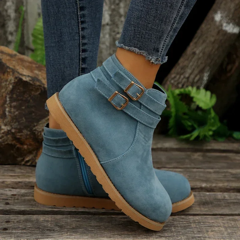 2024 Fashion Women\'s Snow Boots New Flock Fur Women\'s Suede Ankle Boots Female Flat Winter Plus Size Platform Ladies Warm Shoes