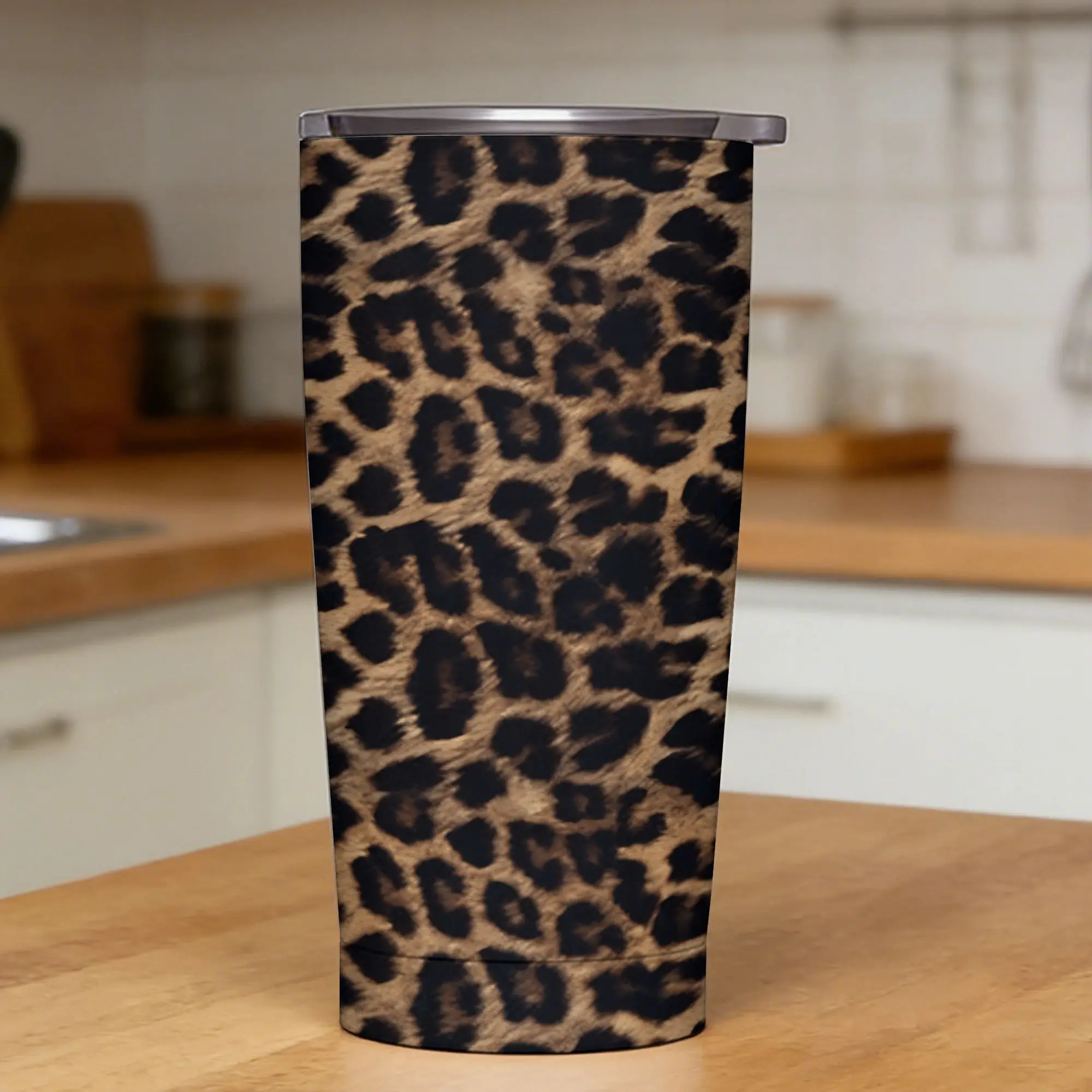 Stainless Steel Tumbler Wild Leopard Print Thermal Mug  Portable Hot Drinks Driving Car Mugs,