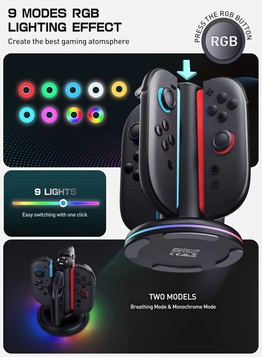 Stacja ładująca 4-w-1 do Switch 2, akcesoria Joy-Con, stojak na kontrolery Switch2 Joycon, szybka stacja dokująca do ładowania. — zdjęcie produktu 4