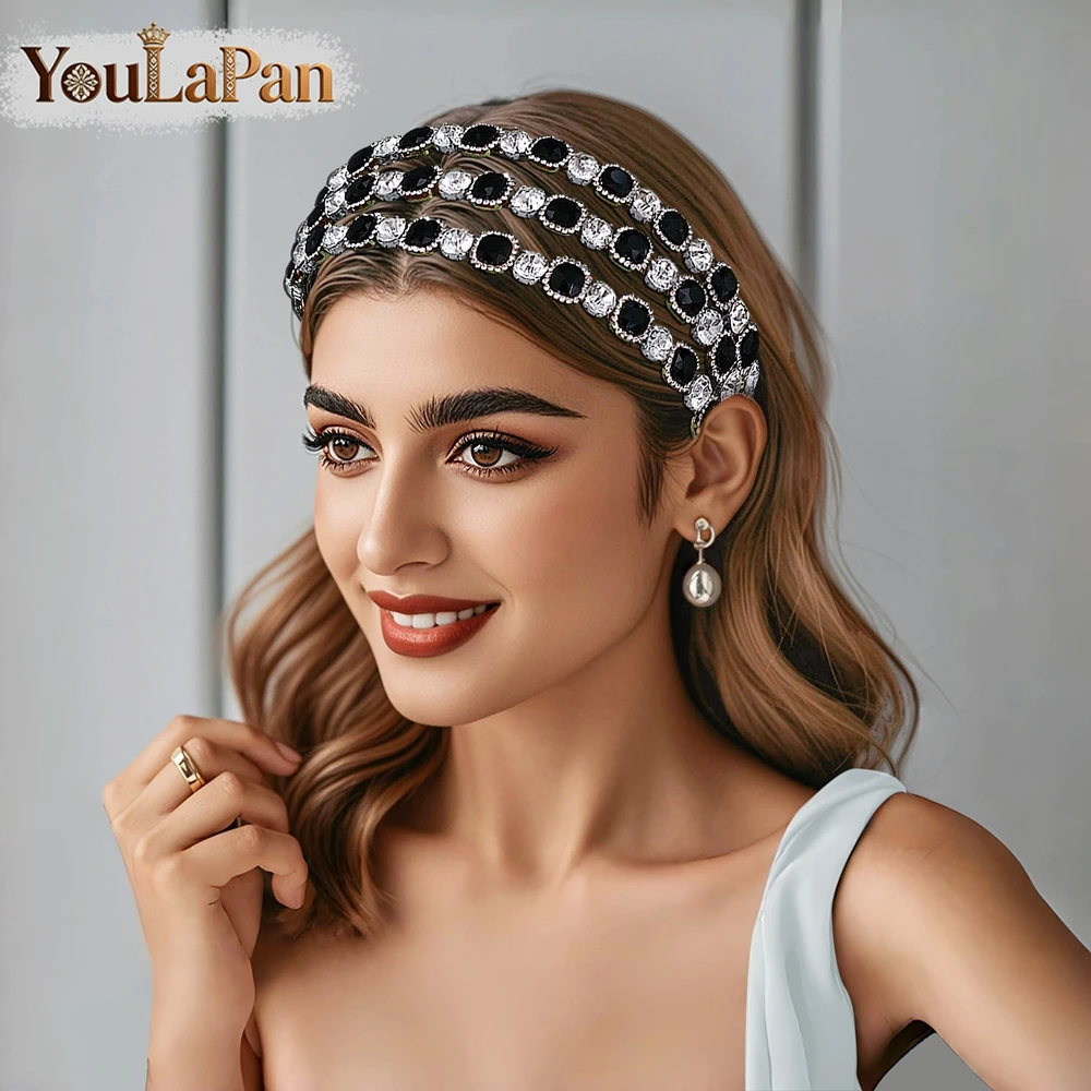youlapan-多層スクエアラインストーンヘッドバンド手作り結婚式のヘアフープ女性毎日の通勤パーティーヘアアクセサリー-a241