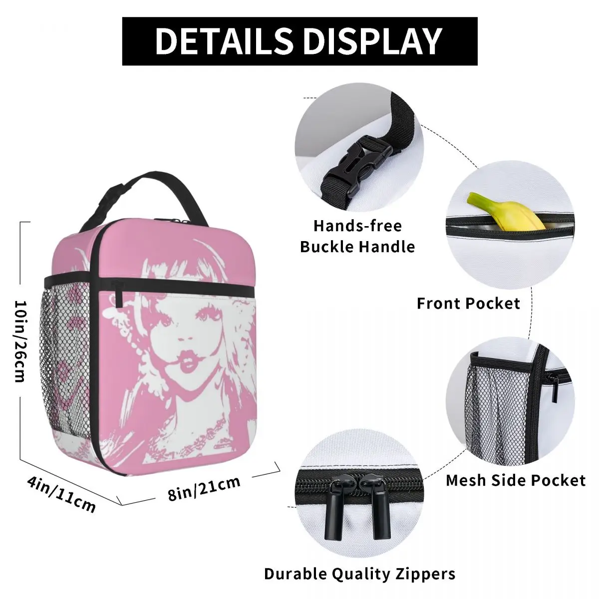 Pink Portals By Mel Thermal Insulated Lunch Bag for Office Melanie Martinez Portable Food Bag Container Cooler Thermal Lunch Box