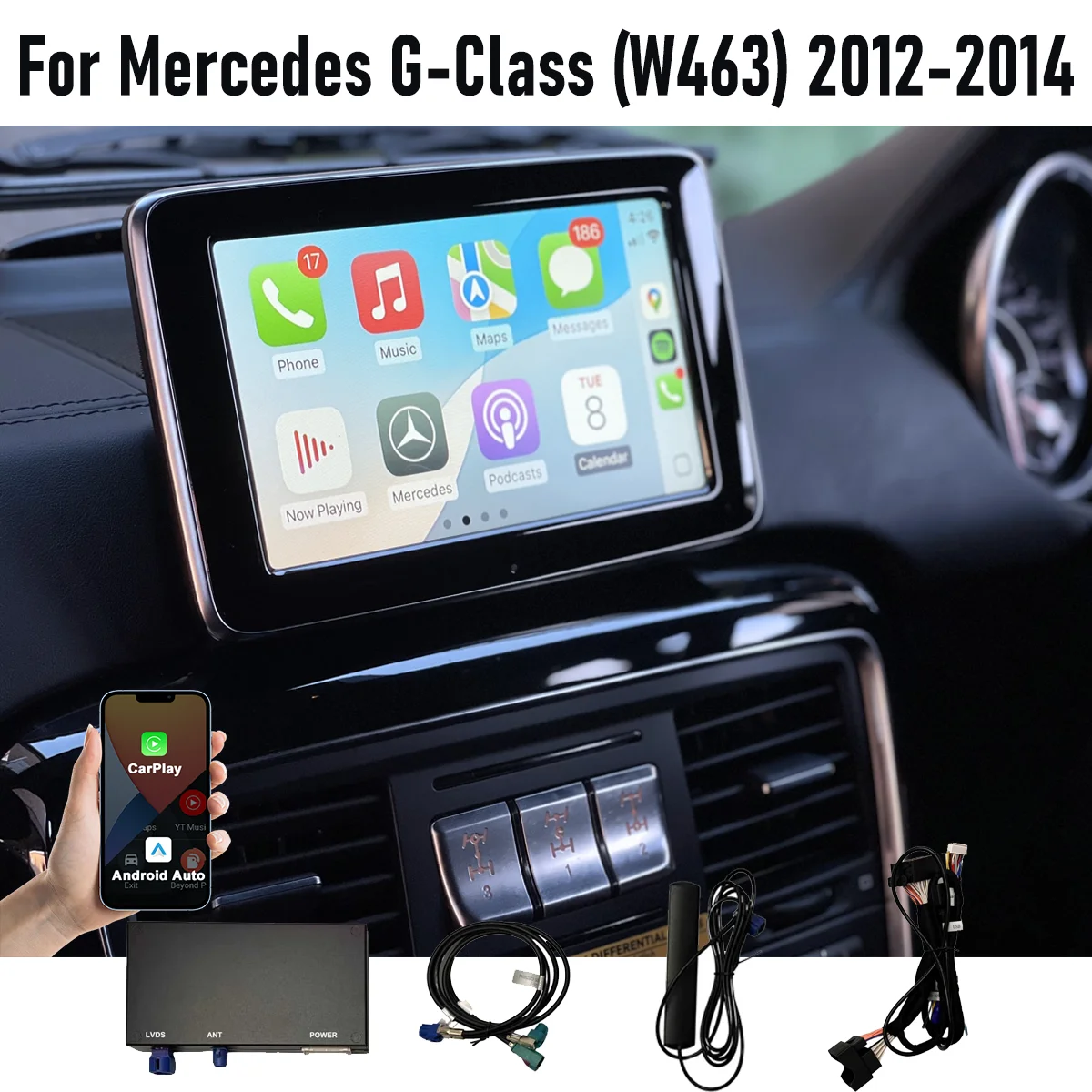 

Wireless CarPlay Android Auto For Mercedes G-Class (W463)2012-2014 NTG4.5/4.7 NTG5.0 with Mirror Link AirPlay Car Play