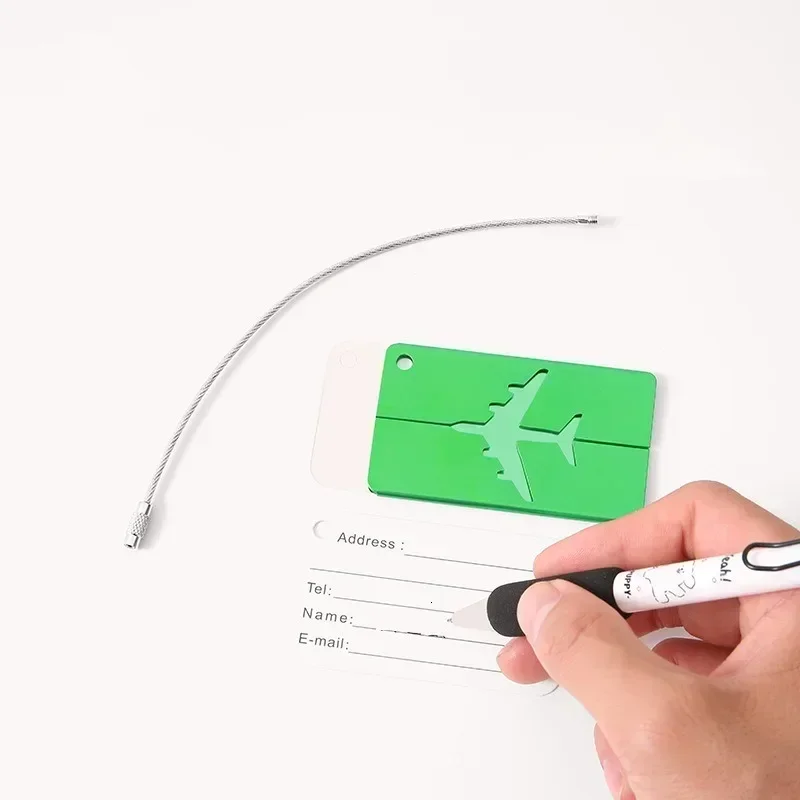 Reisegepäckanhänger aus Aluminiumlegierung, Kofferanhänger, Flugzeug mit Namen, Anti-Verlust, einfarbiges Reisezubehör – Detail 8