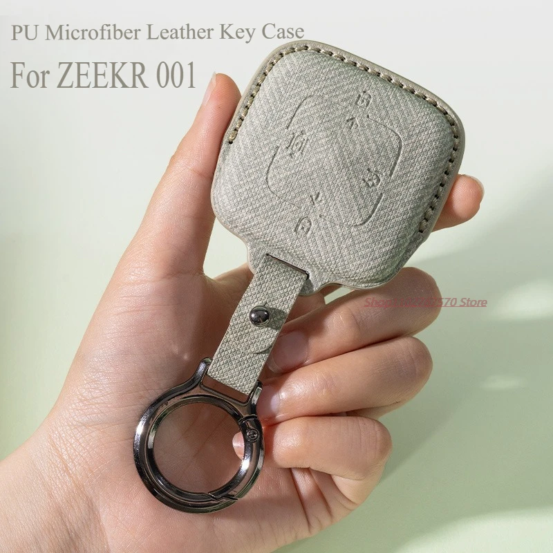 

PU Microfiber Leather Key Case Cover For ZEEKR 001 7X 007GT 21-25 Protective Shell Bag Keychain Car Interior Styling Accessories