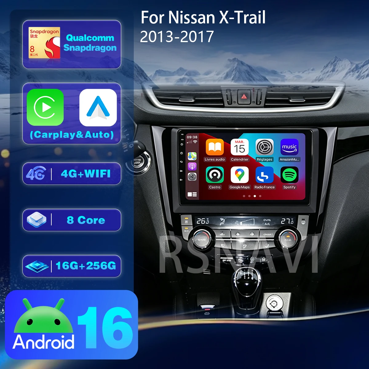 Plug and Play Android 16 For Nissan Qashqai J11 X-Trail xtrail T32 Rogue Dualis 2013-2021 Stereo Carplay Car Radio Multimedia