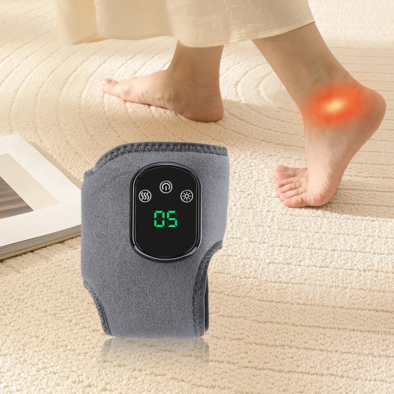 

Heated Ankle Massager USB-C Charging Vibration Leg Massage Machine Lightweight Calf Massager for Home Office Relieves Fatigue