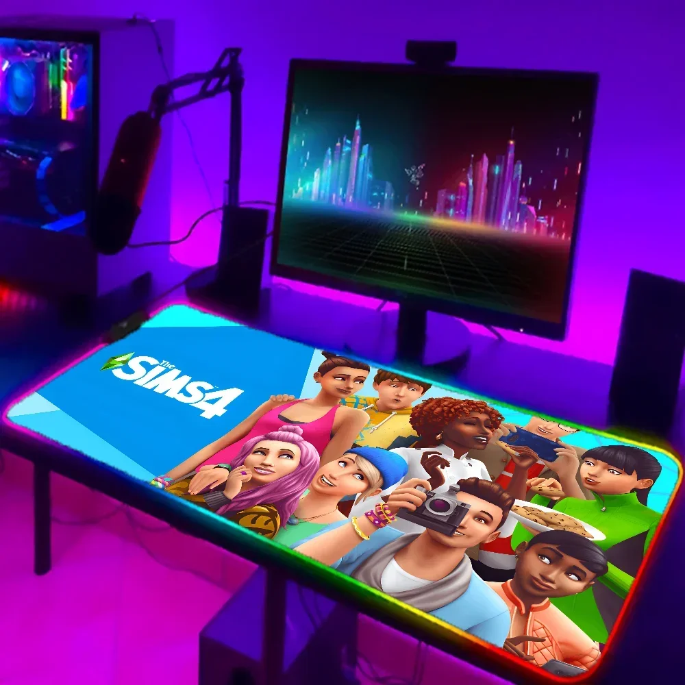 1 قطعة T-The Sims 4 Game XXL RGB وسادات ماوس الألعاب ملحقات الألعاب LED كبيرة