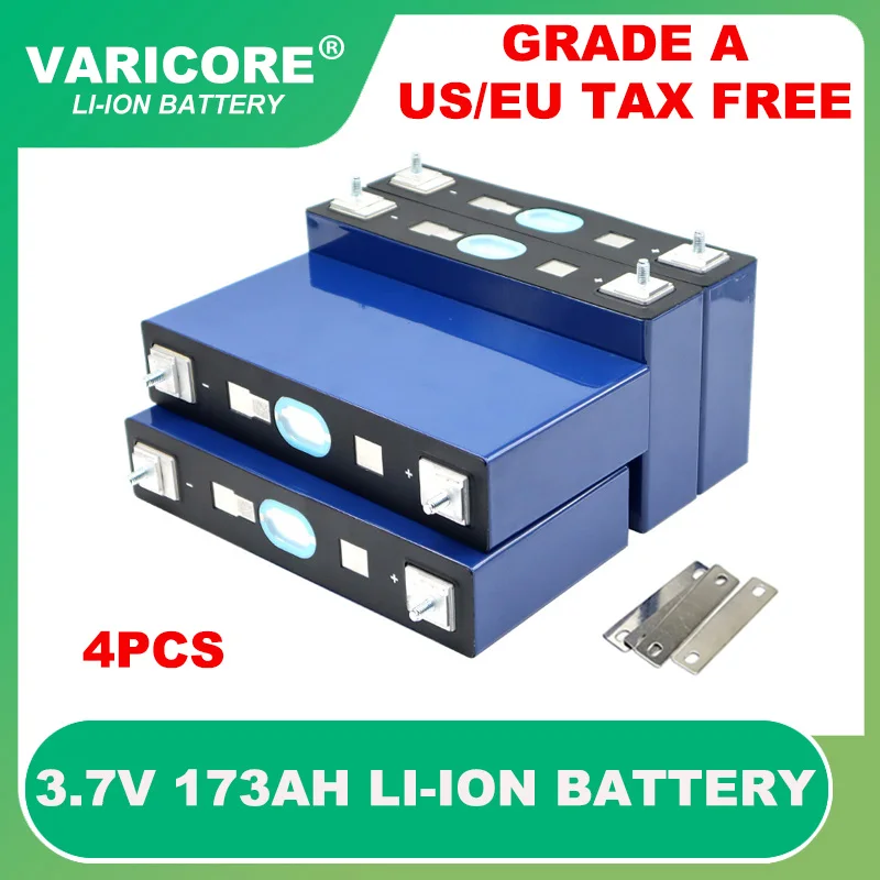 4pcs 3.7V 173Ah Lithium battery large single power cell for 3s 12v 24v electric vehicle Off-grid Solar Wind Grade A Tax Free