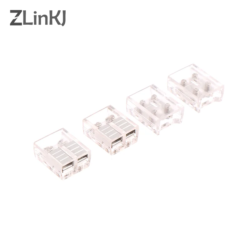 Transparente Free Welding High Density Connector Terminal, LED Strip Buckles, Fixação Connector, COB, 2Pin, IP20, 8mm, 10mm