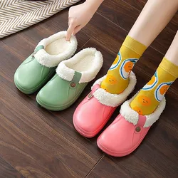 Litfun Female Clogs Couples Home Bedroom Fuzzy Slides Soft Sole Waterproof EVA Plush Slippers Women Warm Slippers Garden Shoes