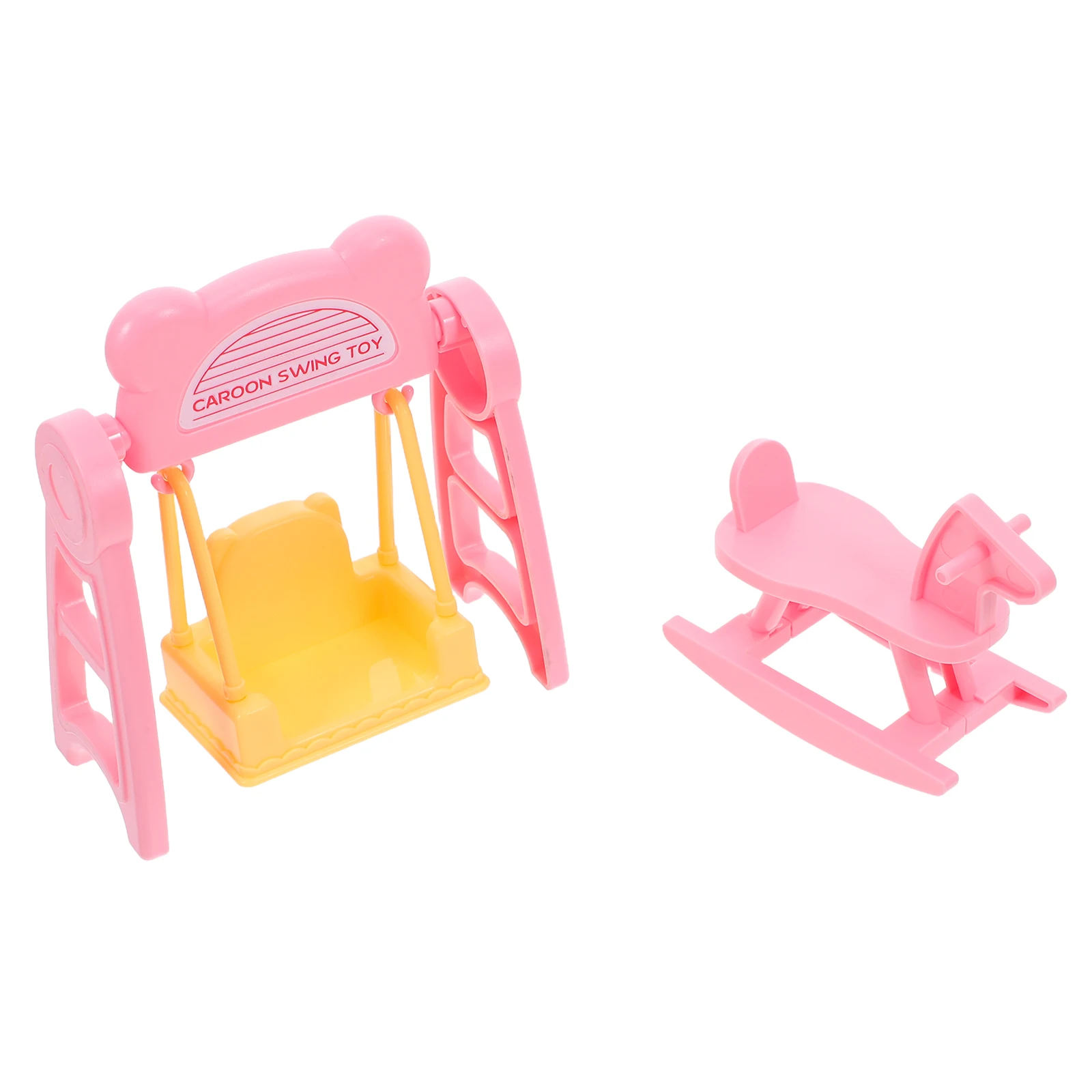 2 ensembles de meubles de maison de poupée, Mini chaises, ornement, balançoire, Micro modèles de paysage, assemblage facile, intérieur et extérieur