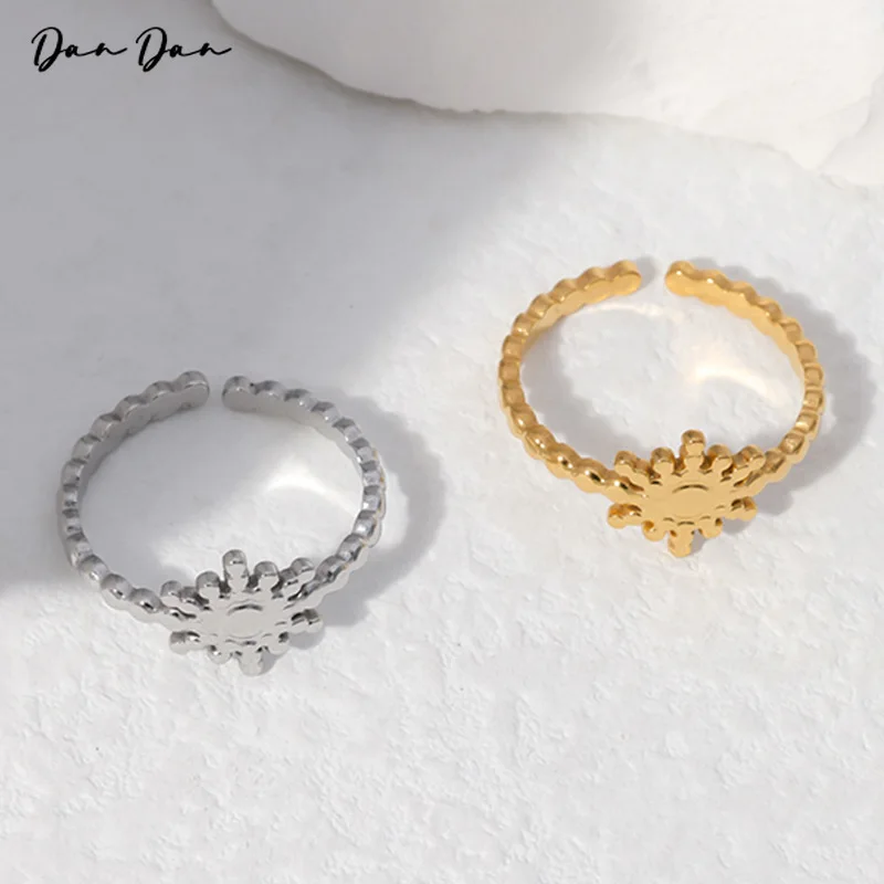 Jewelry Top Quality The sun Stainless Steel Ring  Gold Color Line Waterproof Fashion Minimalist Statement Charm Women 