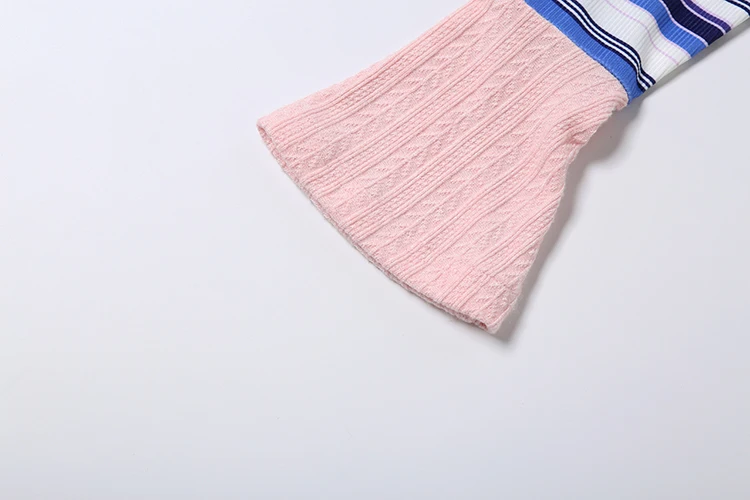 Weird Puss T-Shirts mit Streifenmuster für Damen, Slash-Neck, Blumenstickerei, lange Ärmel, freiliegender Bauch, Street-Casual, modisch, elegant – Detail 8