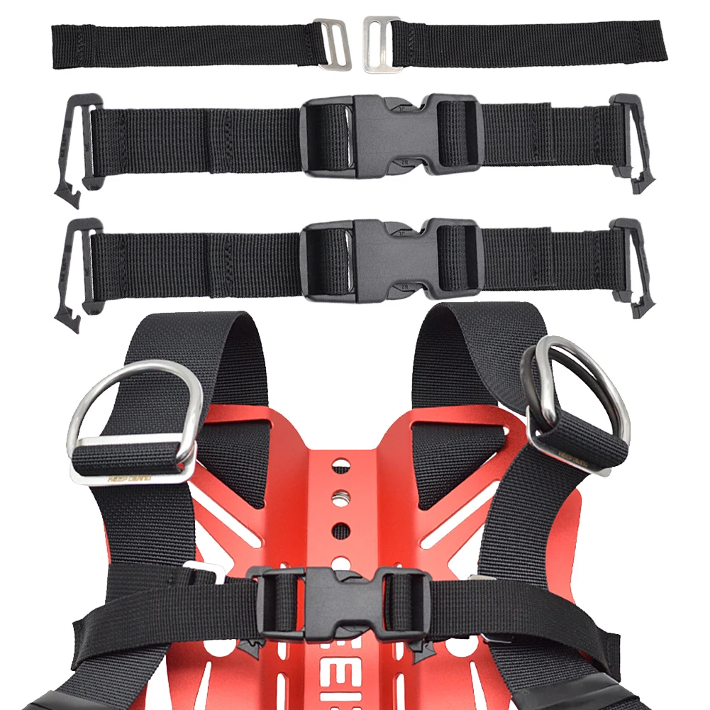 Backmount Fixed Strap Diving Backplate Strap Quick Release BCD Sidemount Buckle Wear Resistant BCD Tank Strap for Scuba Diving