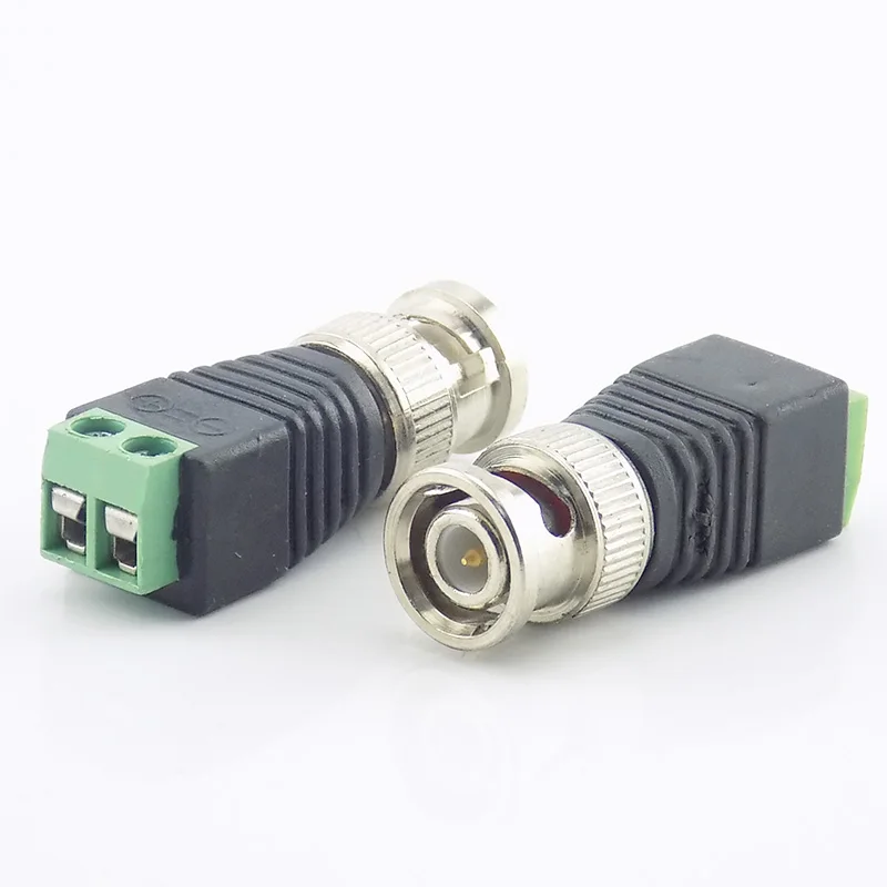 Coax CAT5 BNC Male Connector Plug DC Adapter Balun Connector For CCTV Camera Security System Surveillance Accessories D5
