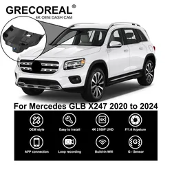 GRECOREAL 4K Dash Cam Front and Rear 2160P WiFi Car Dual Dashcam APP Control Plug Play Compatible with Mercedes Benz GLB X247