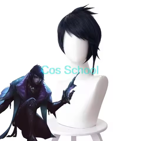 LOL League Of Legends Aphelios Cosplay Blue Short Hair Wig Cap Halloween Game Play Wigs MN9