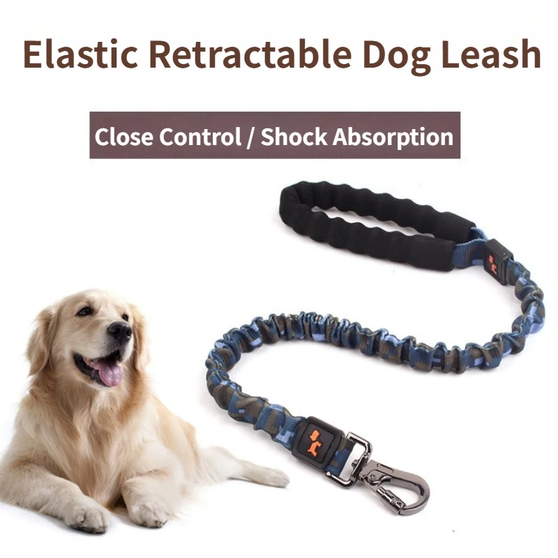 Retractable Shock-Absorbing Nylon Dog Leash Adjustable Elastic Walking Rope for Large Dogs