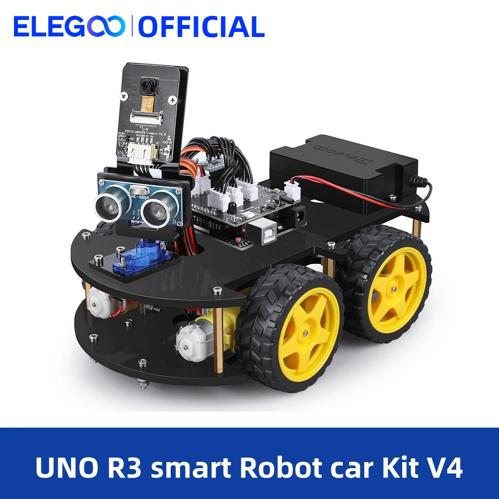 ELEGOO UNO R3 프로젝트 스마트 로봇 자동차 키트 V4, Arduino 학습자용 지능형 교육용 장난감 자동차 로봇 키트 DIY 키트 