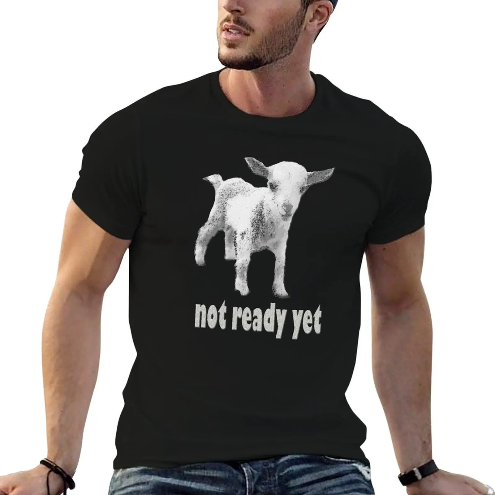Severance Goat Not Ready Yet White T-Shirt funny costumes street wear mens clothing