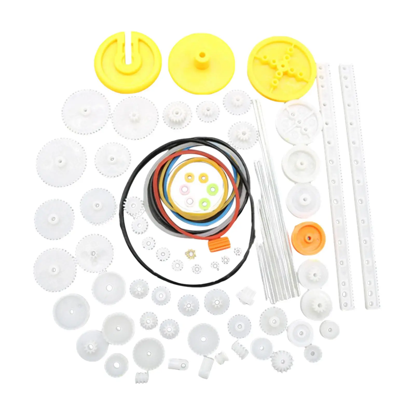 82Pcs Gear Package Kits, Various Gear Axle Belt Bushings, Crown Gear Worm Gear Shaft Belt DIY Set Toy for Car Robot Toy Motor