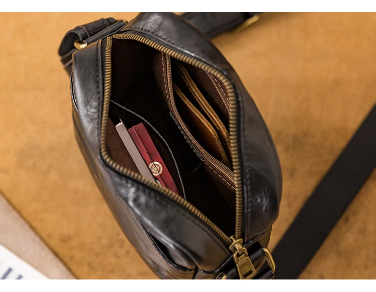 Simple casual high-quality genuine leather men's small phone bag outdoor daily travel luxury cow leather shoulder crossbody bag