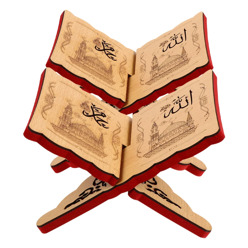 

2 pcs Wooden Quran Book Stand Holder Classic Reading Rack For Desk Tabletop Space-Saving Desktop Organizer Robust Wood Scripture