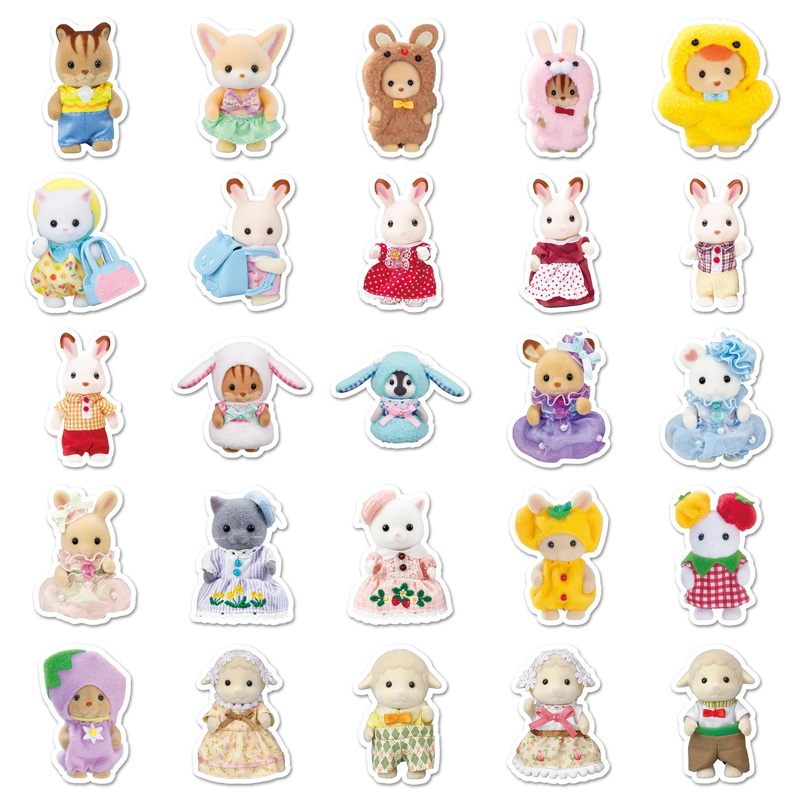 51 sztuk Calico Critters naklejki Laptop księga gości dekoracje Graffiti naklejki deskorolka Laptop wodoodporna naklejka zabawki Decor