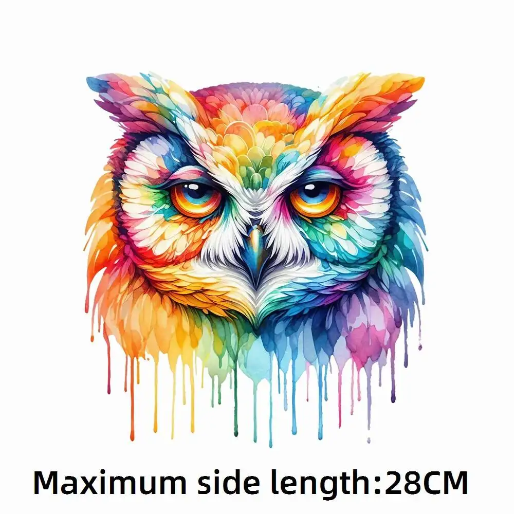 28cm Fine Rainbow Birds Eagle Parrot Owl  Iron-On Transfers Stickers For T-Shirts DIY Washable Heat Transfer Clothes Sticker