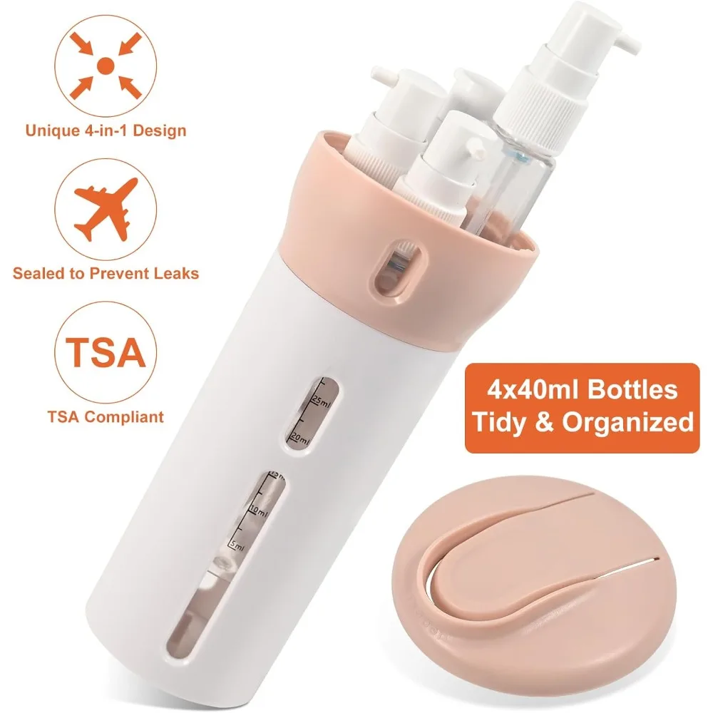 

4 in 1 Travel Dispenser Bottle Set Refillable Cosmetic Container Portable Leak Proof Travel Size Toiletries Liquid Lotion Bottle