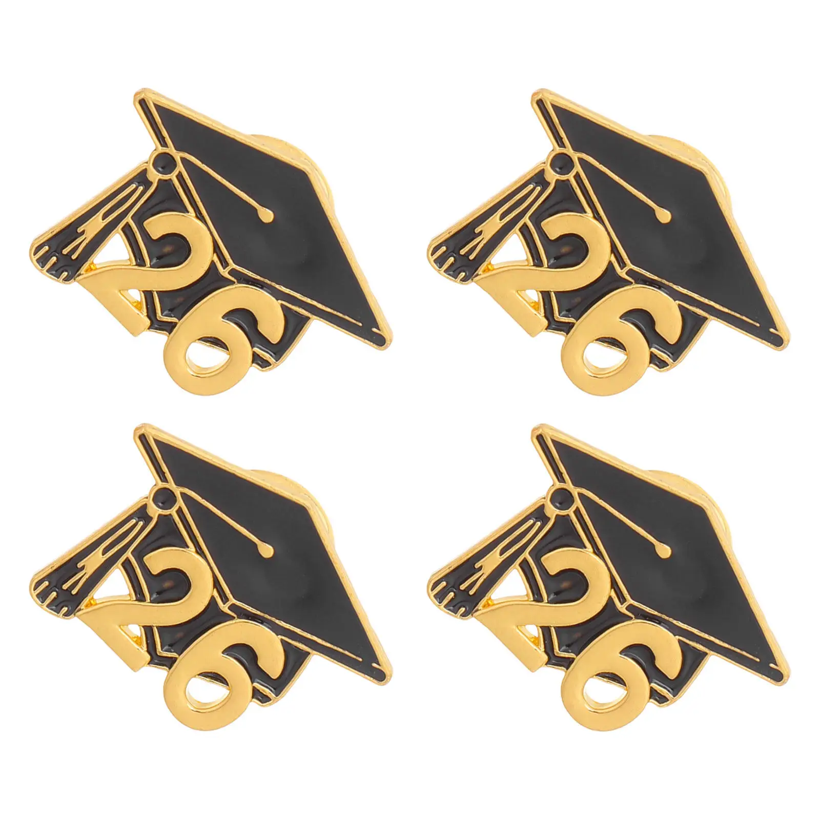 4Pcs Graduation Breast Pins Metal Alloy Enamel Badges 2026 Congrats Grad Souvenir Party Favor School Achievement Pin