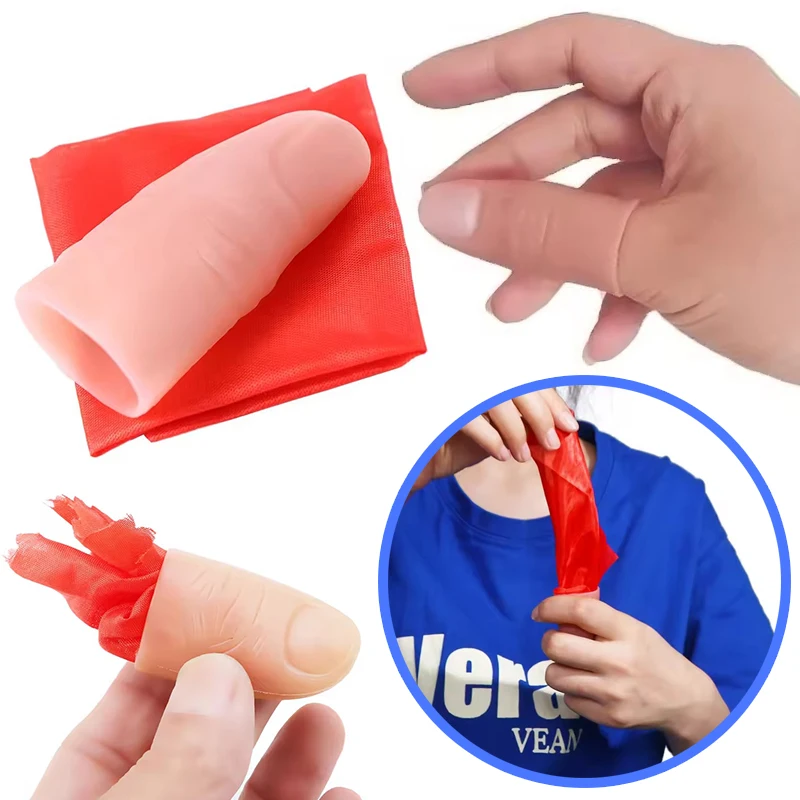 

1/3/5 шт. Шелковый шарф для фокусов с исчезновением предметов, реквизит для фокусов с пальцами, искусственный накладной палец, подходит для вечеринок, выступлений, игр, принадлежности ZYF