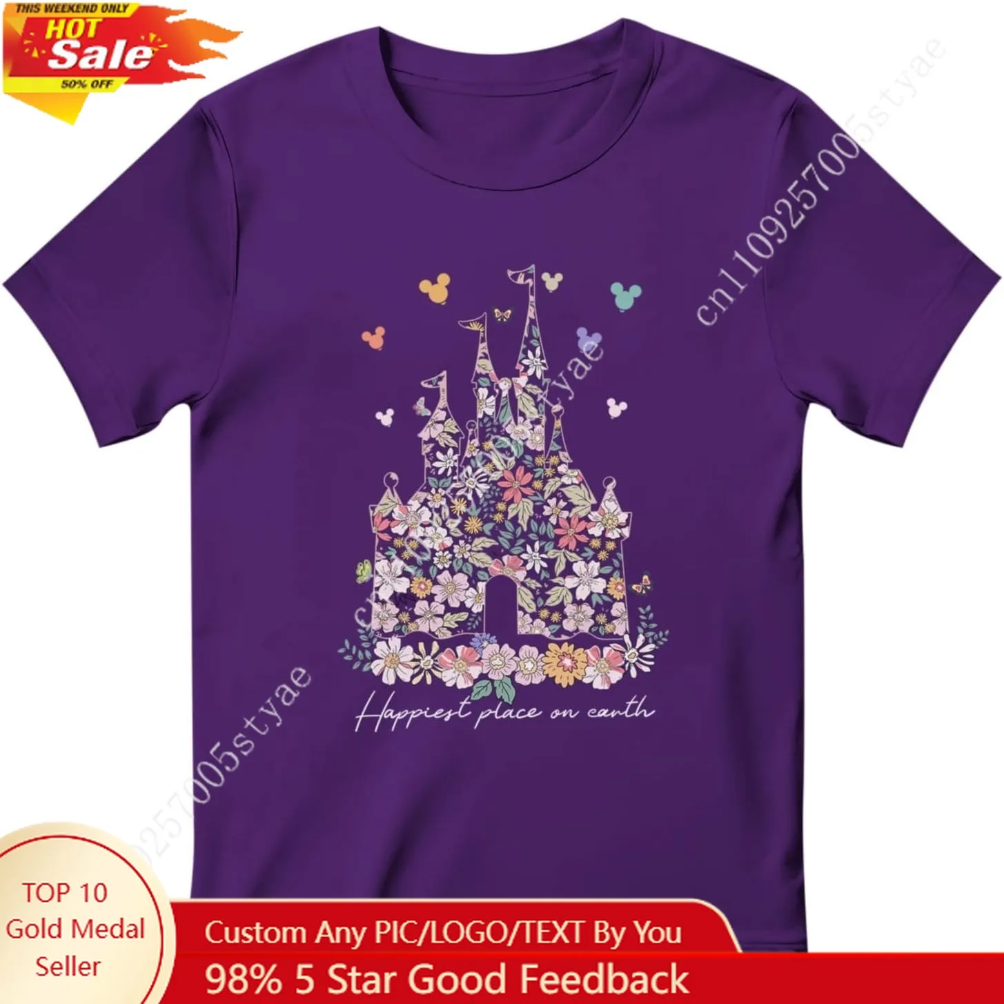 

Disney Magic Kingdom Girls T-Shirt Flower Magical Castle Graphic Shirt Cute Top Chlid Tee Holiday Outfit Vacation Trip Clothes