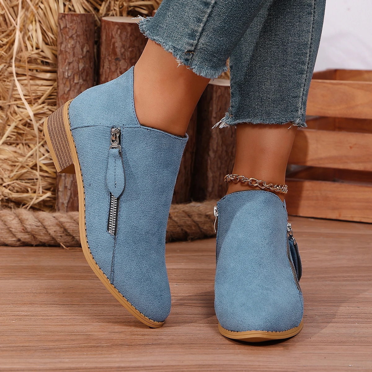플러스 사이즈, 짧은 통 디자인, 옆면 지퍼, 가벼운  - Women'S Fashion Riding Boots 리뷰 및 가격