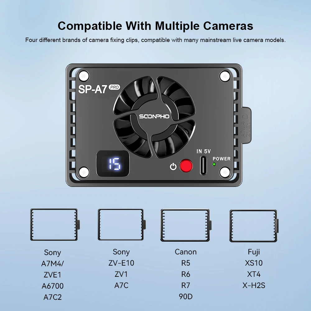 Soonpho SP-A7 Pro Caméra Système De Refroidissement Dissipateur De Chaleur Ventilateur De Refroidissement Pour Sony IL FUJIFILM Caméra ZV-E1 ZV-E10