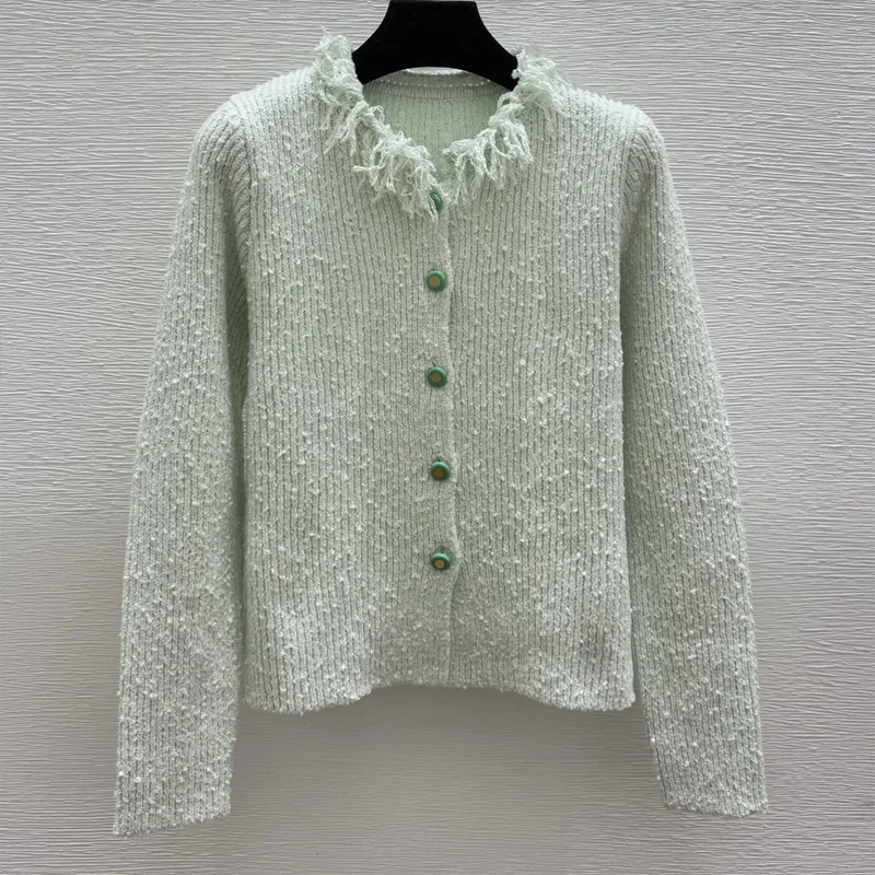 

High-quality antique-style macrame collar women's cardigan Fresh macaron color scheme sweater 251028114