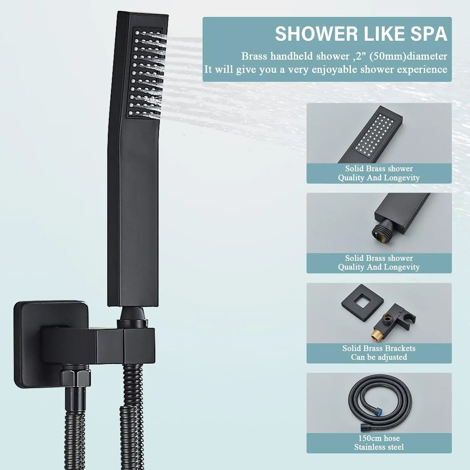 Ceiling Mount Matte Black Shower System 12 Inch Rain High Pressure Shower Head with Handheld Spray, Bathroom Shower Combo