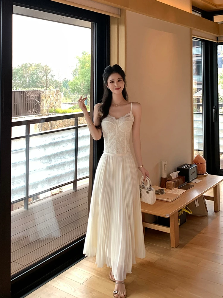 

Юбка Linyner с высокой талией, А-силуэт, из шифона, женская, весна-лето, приталенная, белая, плиссированная, длинная, повседневная, из полиэстера