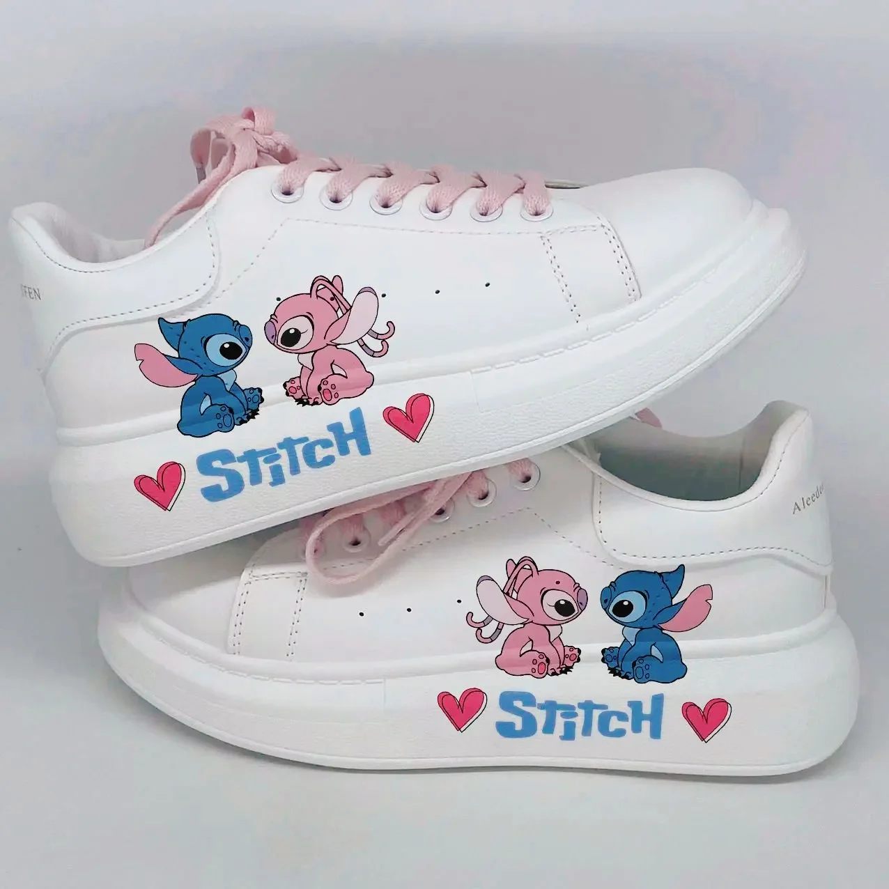 Disney Stitch Shoes Couple Print Board Shoes Anime Stitch Tennis Shoes Cute Winnie Casual Sneakers Kids Stitch Basket Shoes