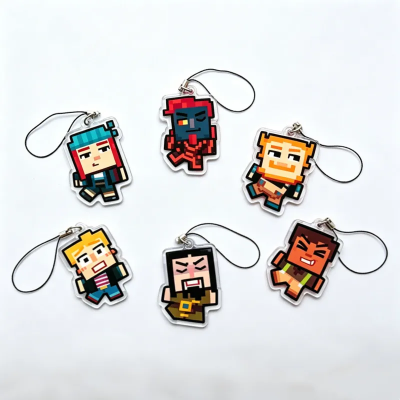 Story Mode Pixel Acrylic Phone Charm / Keychain– Jesse, Petra, Lukas, Ivor, Gabriel Character & Bag Decor – Game Fan Merchandise