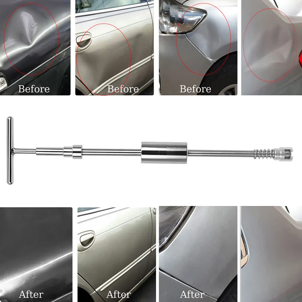 Car Body Dent Repair Tool Kit with Slide Hammer T-bar Dent Puller Suction Cup Mechanic for Automobile Hail Dent Remover