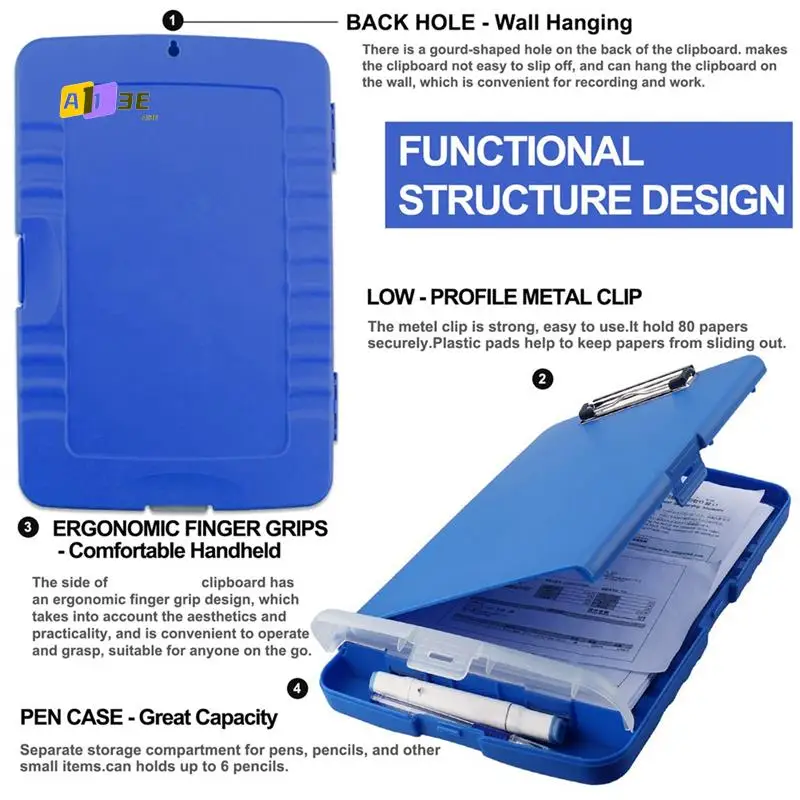 

A13E-Clip Board Organizer Clipboards With Storage Nursing Clipboard Foldable File Folder Plastic Clipboard