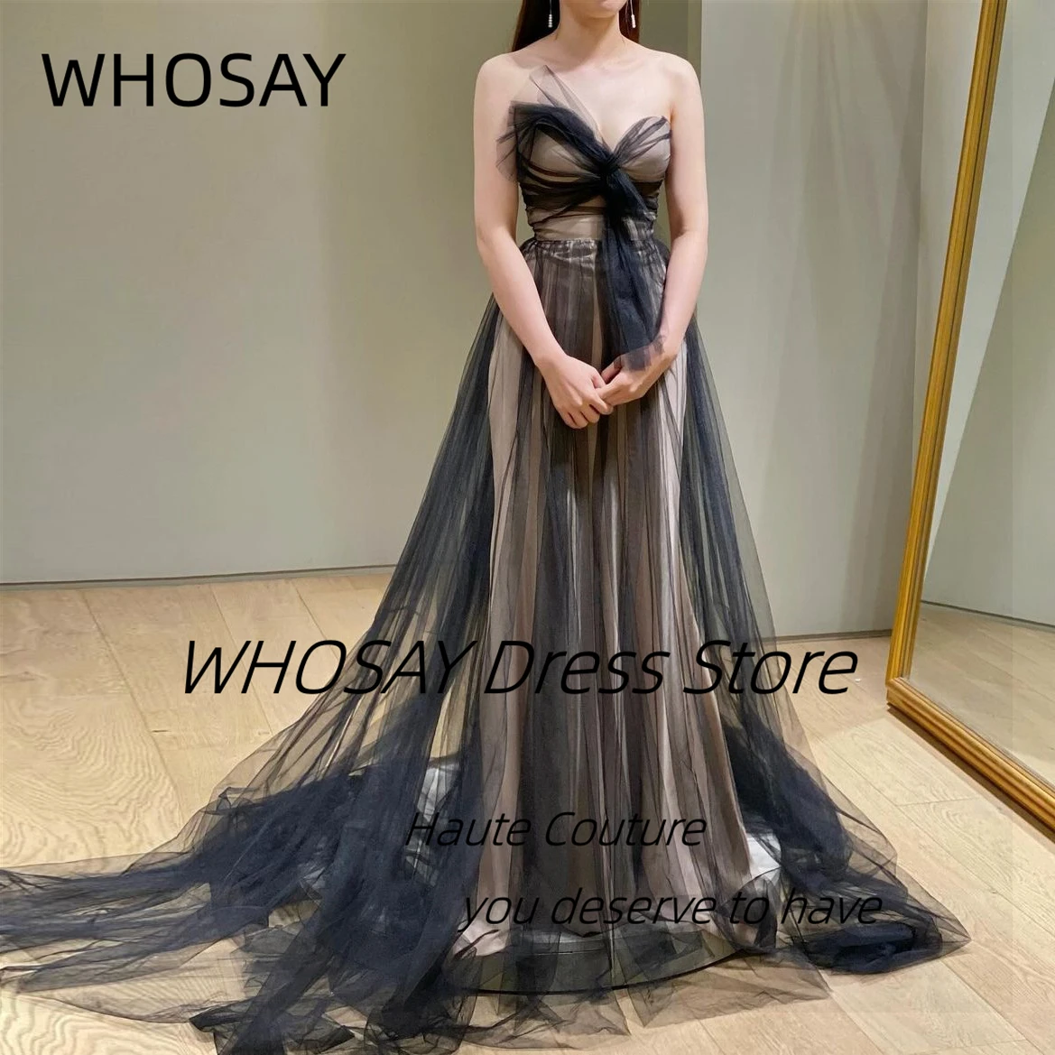 

WHOSAY Sweetheart Prom Dresses 2024 Women Wear Tulle Long Maid of Honor Wedding Party Gowns Sexy Back Korea Women Evening Dress