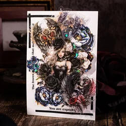 20Sheets PET Gothic Stickers Shadow Feather wings main picture handbook decorative Supplies Package Scrapbook cut 130*80mm