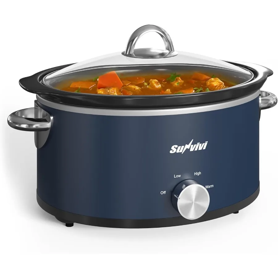 طباخ بطيء 3 كوارت وسخان طعام صغير مع 3 إعدادات تسخين وعاء سيراميك قابل للإزالة للطهي الممتد والحفاظ على الطعام #2