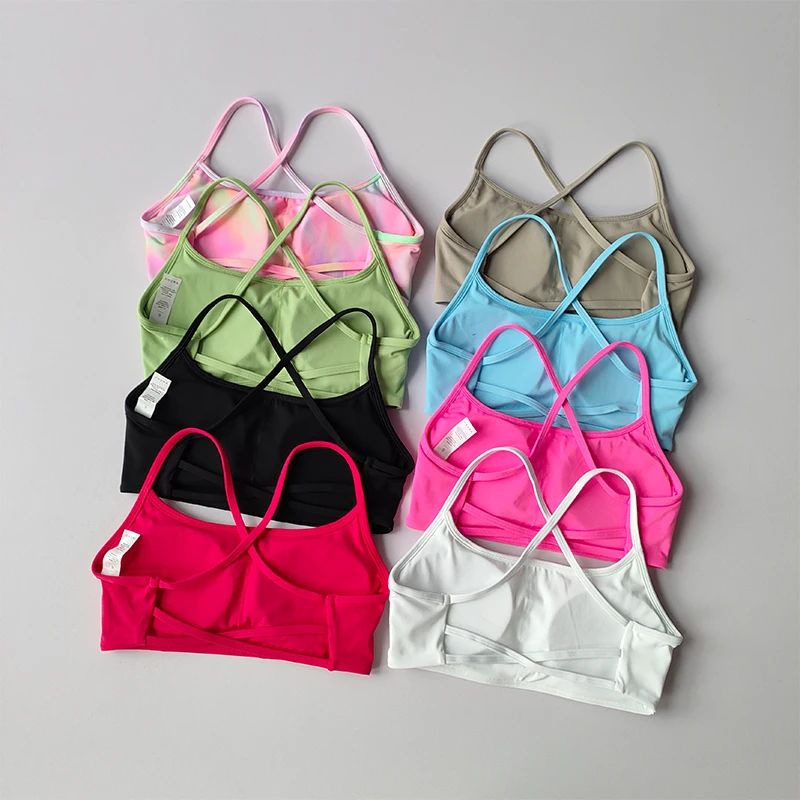 Kreuzschöner Rücken-Sport-BH für Damen, schnelltrocknender Fitness-BH mit Brustpolster, sexy, rückenfreier Yoga-Anzug mit Trägern – Detail 1