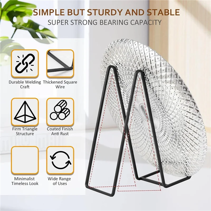 

6 Pack Large Plate Holder Display Stand-10 Inch Tall Plate Stands For Display-Metal Picture Frame Stand-Big Easel Stand